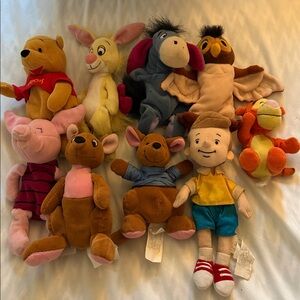 Nine Winnie the Pooh and friends 90s beanbag collection